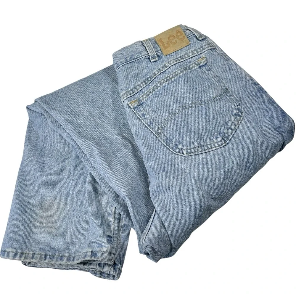 Lee 32x31.5 Light Wash Denim Jeans Straight Leg Vintage 90s Casual Retro